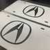 Acura White Brand New Front Vanity Metal Plate Frame Holder (2 Pack)