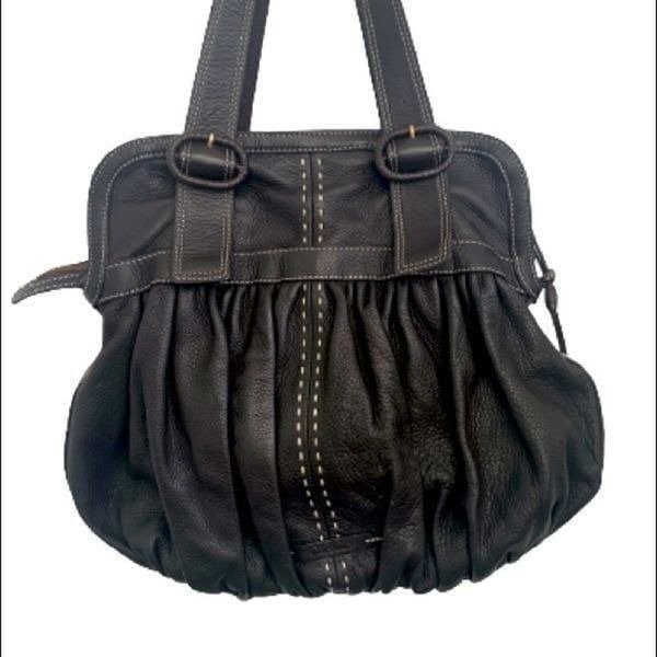 Cole Haan Large Pebbled Leather Hobo Chocolate Brown Shoulder Bag