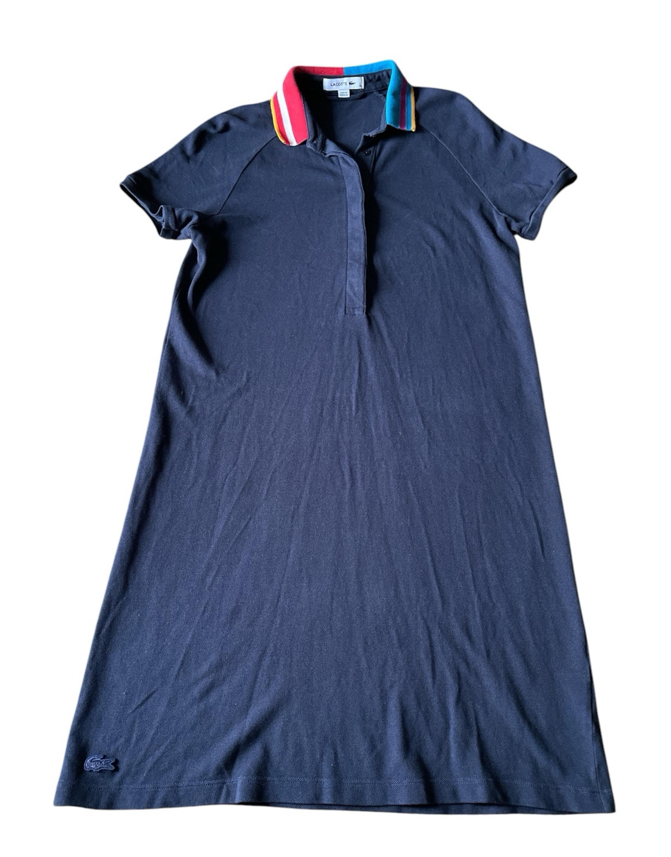 Blue Lacoste Polo Stripe Print Collar  Dress Womens Size 38