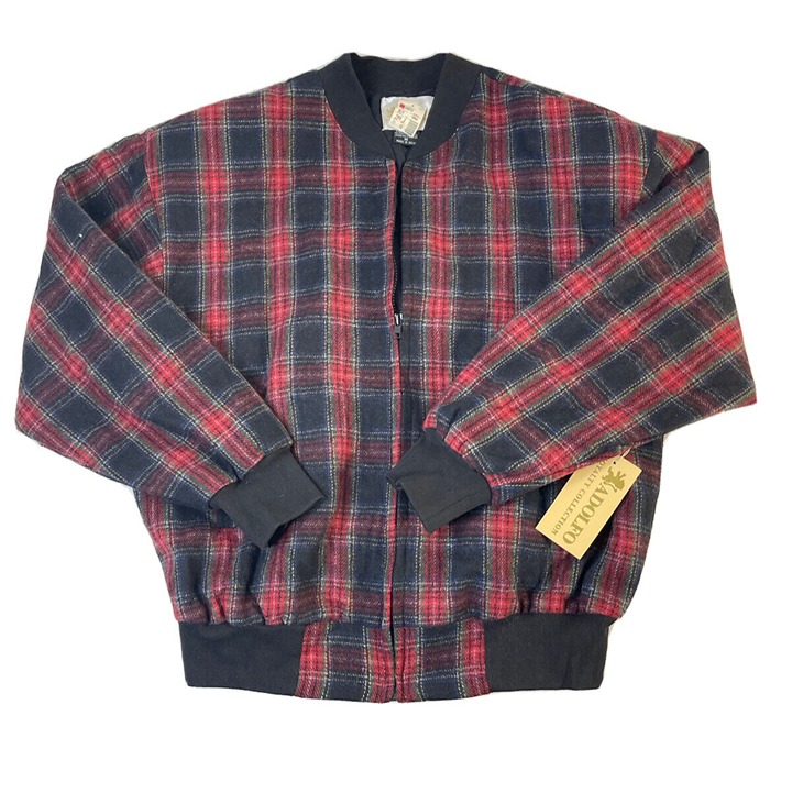 Vintage Womens Medium Wool Country Tartan Plaid Bomber Jacket