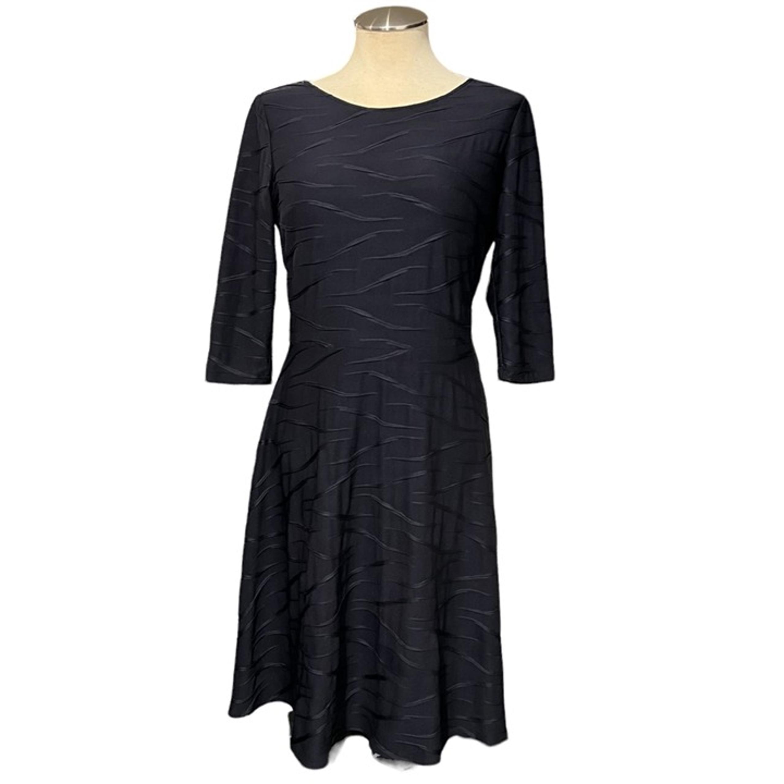 Joseph Ribkoff Dress Womens Black Textured Stretch Midi size 6
