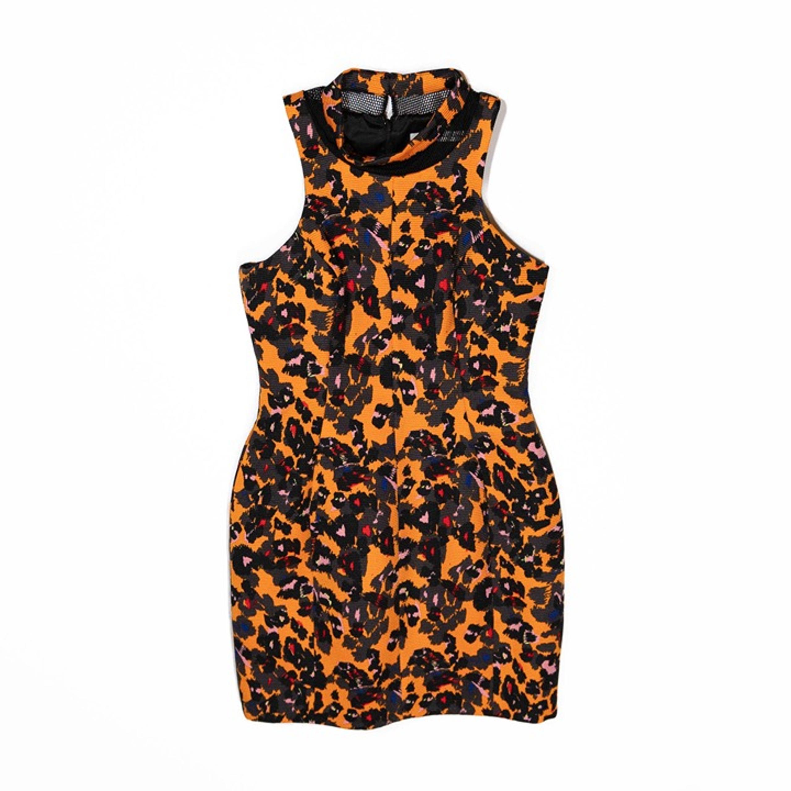 Camilla And Marc Evocateur Orange Leopard Floral Print Mesh Panel Sheath Dress 4