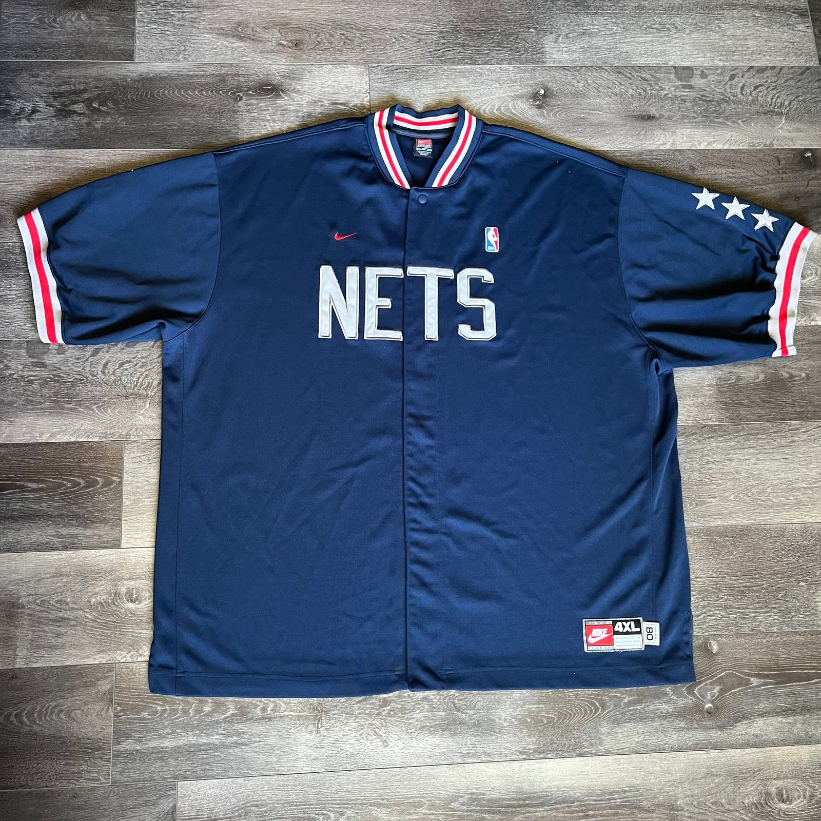 Vintage 2000s Nike New Jersey Nets Throwback Warm Up Shooting S/S Jersey 1980