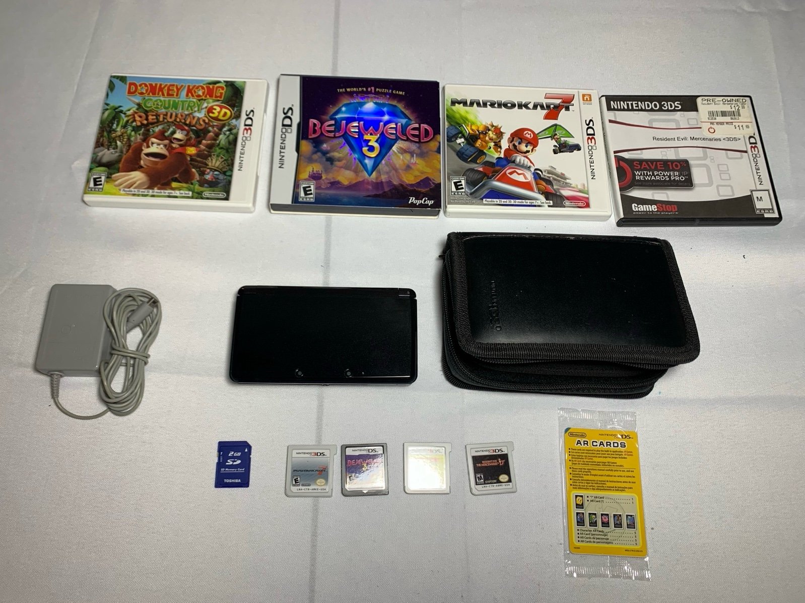 Nintendo 3DS Console Bundle with Protective Case + 4 Games