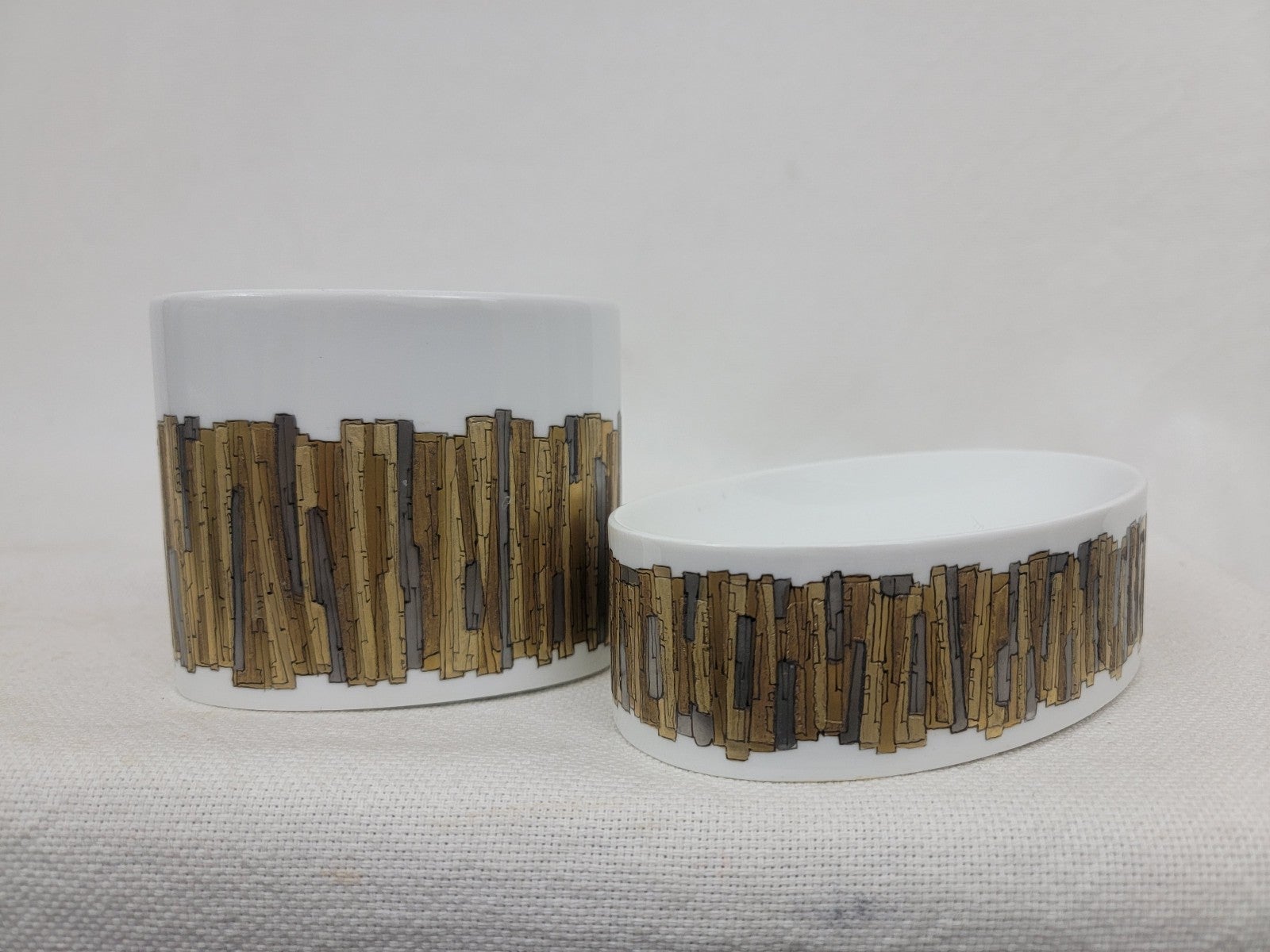2x EUC Lidded Rosenthal Studio Line Porcelain Goldborke Germany 1980s