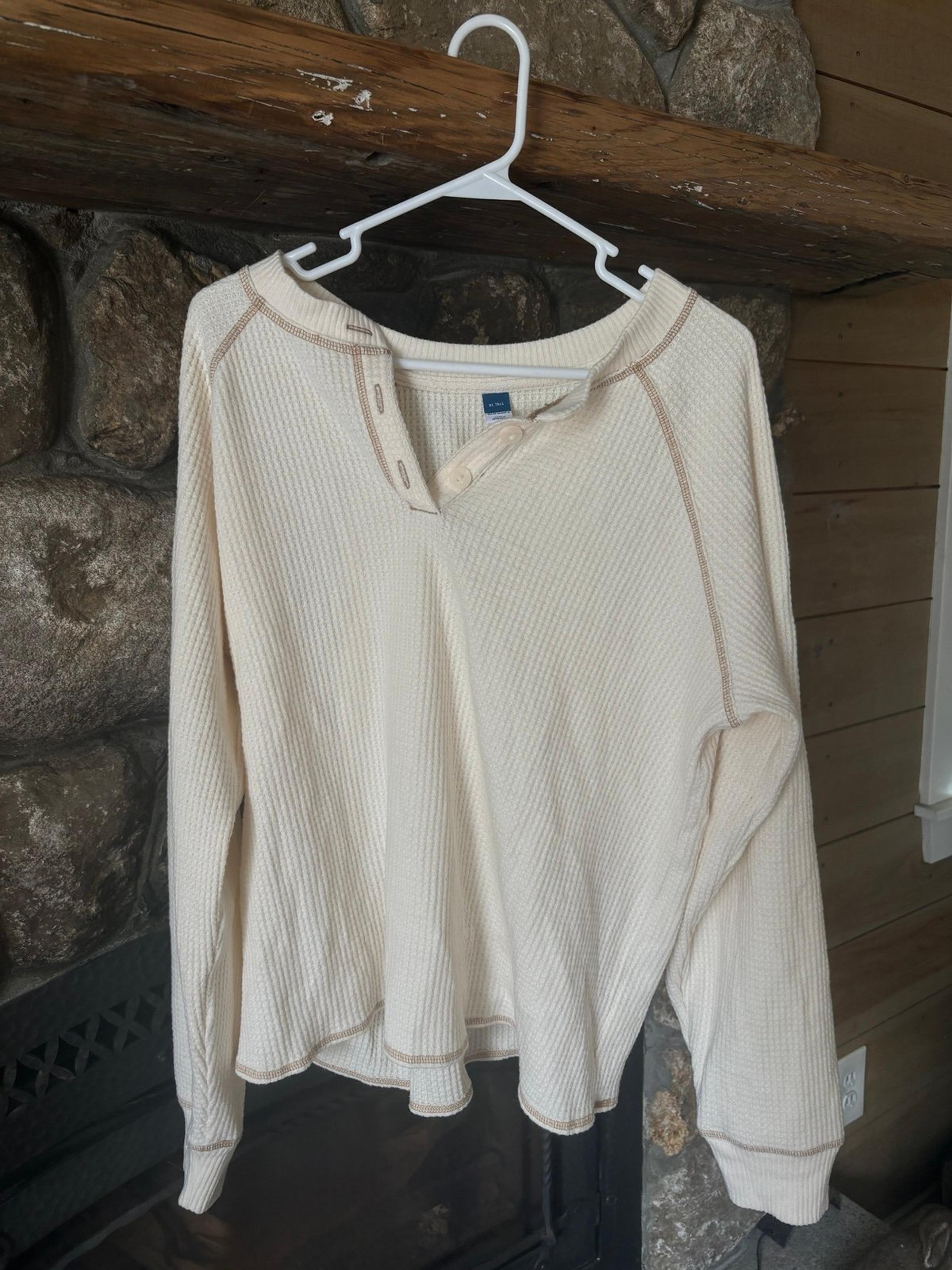 Waffle Knit Long Sleeve Henley