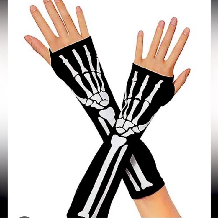 Costume Skeleton Fingerless Arm Warmers