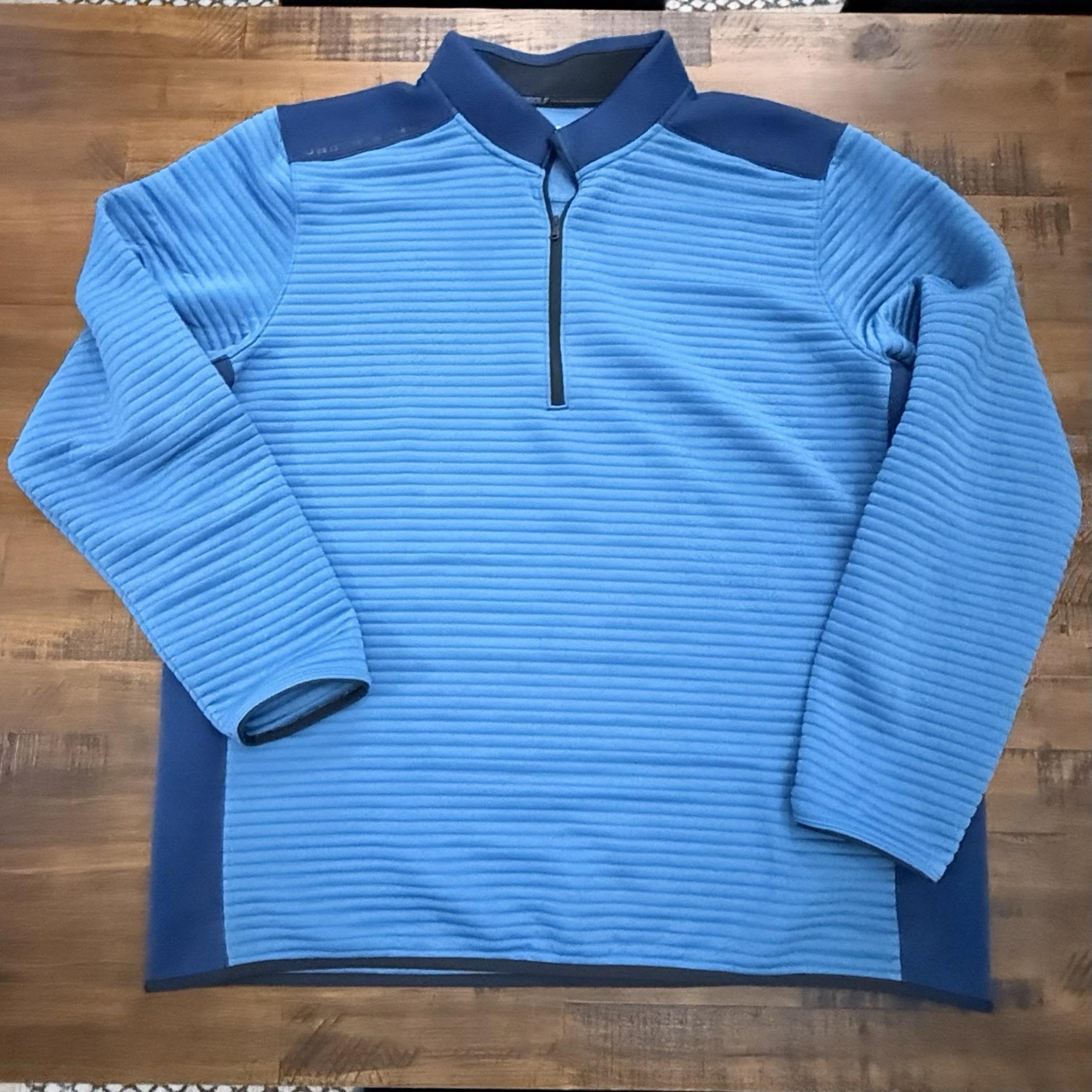 Under Armour Mens Golf Loose Heatgear Ribbed Quarter Zip Blue Pullover Size XXL