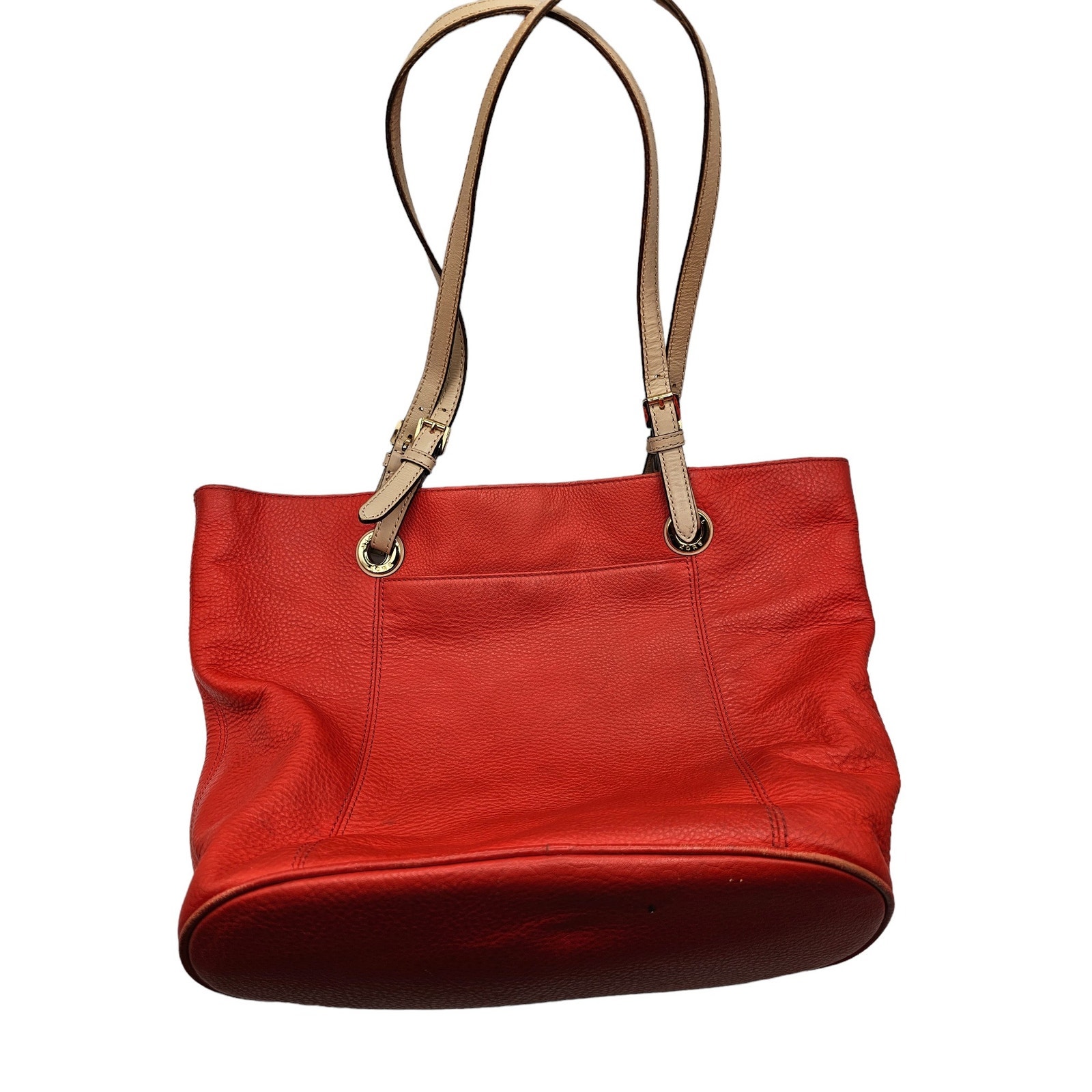 Michael Kors Jet Set Travel Shoulder Tote Handbag Flame Saffiano Red