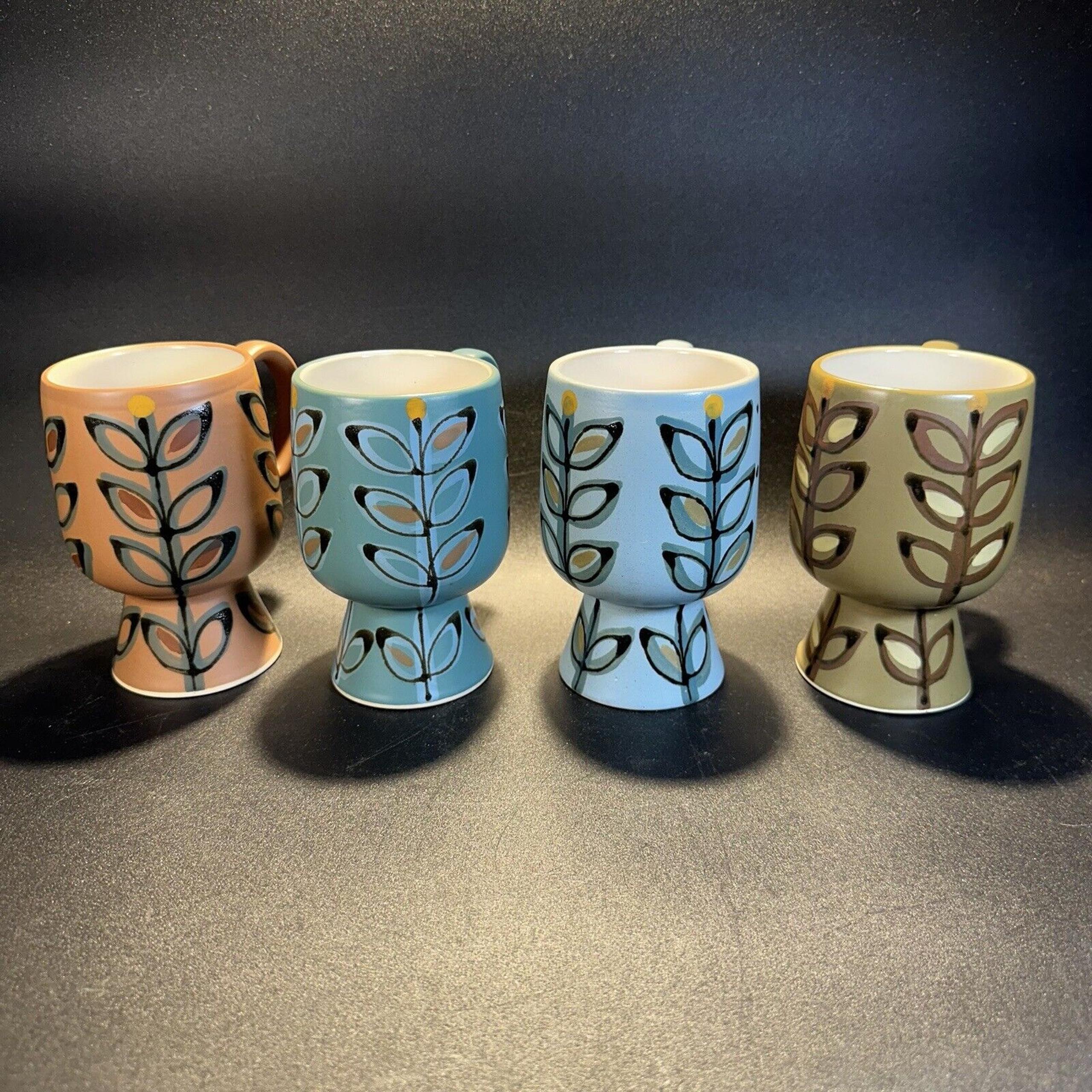 Vintage Seymour Mann Japan Hand Painted Mug Tea Sake Cup Set Of 4 Multicolor