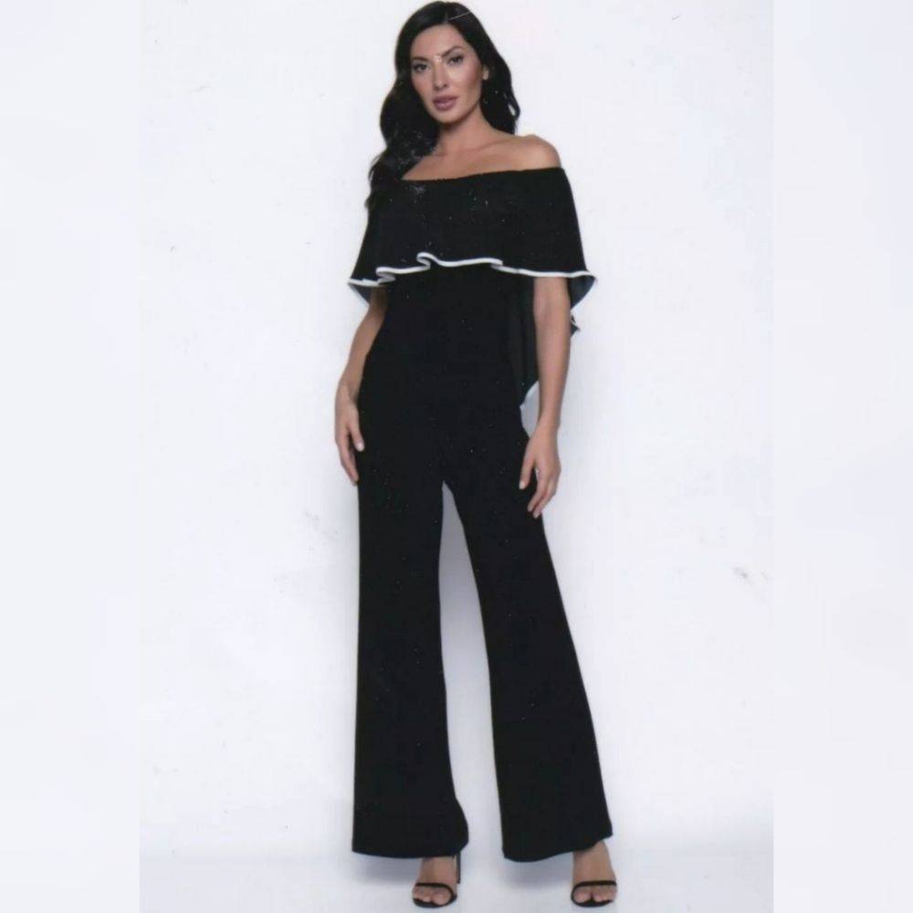 Frank Lyman Black & White Flare Jumpsuit