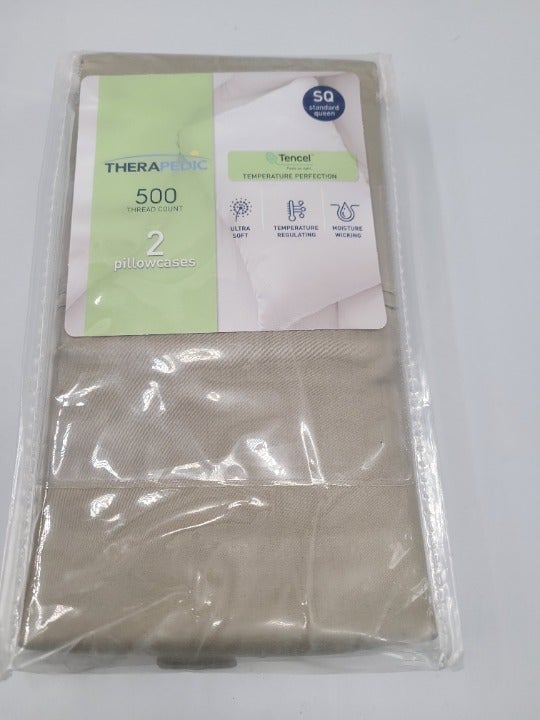 Therapedic 500-Thread-Count Tencel Standard/Queen Pillowcases in Chateau Grey