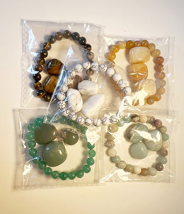 Lot of 5 Natural Stone Bead Bracelets - NEW