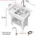 Freestanding Plastic Laundry Sink with Washboard, W31 x D22 x H31.5(Ks105)