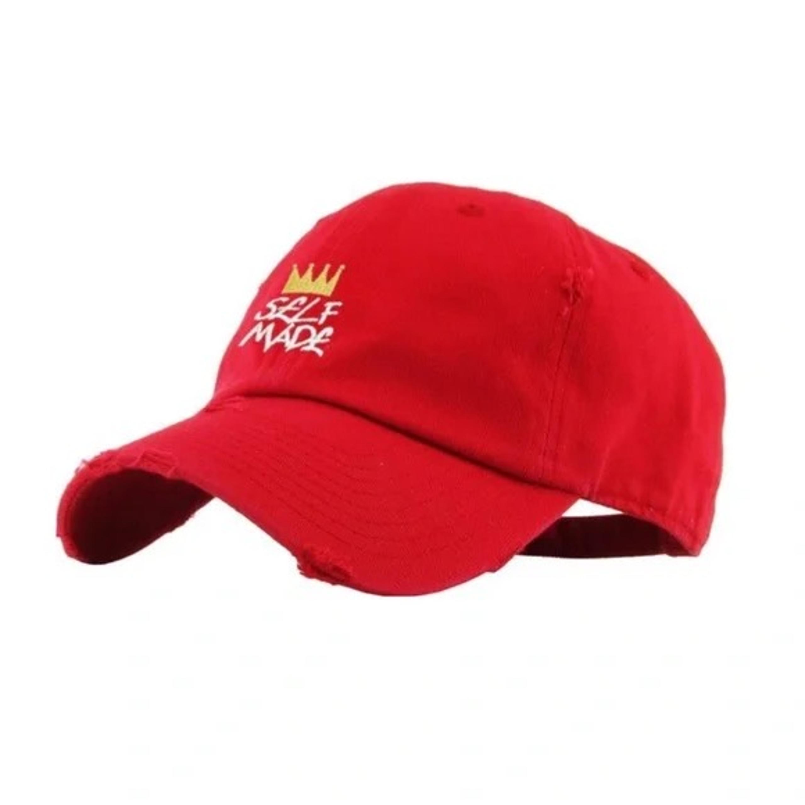 New! Men's Red Self Made Vintage Distressed Fitted Dad Hat