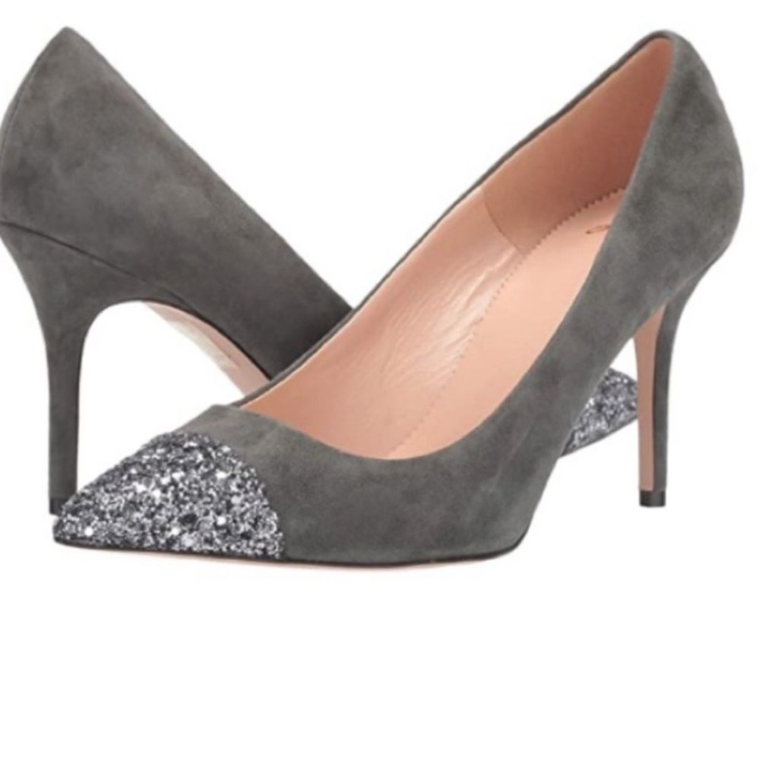 Women’s J Grew Elise Grey Glitter Pointed Toes.High Heel Stiletto Pumps - Sz 7.5