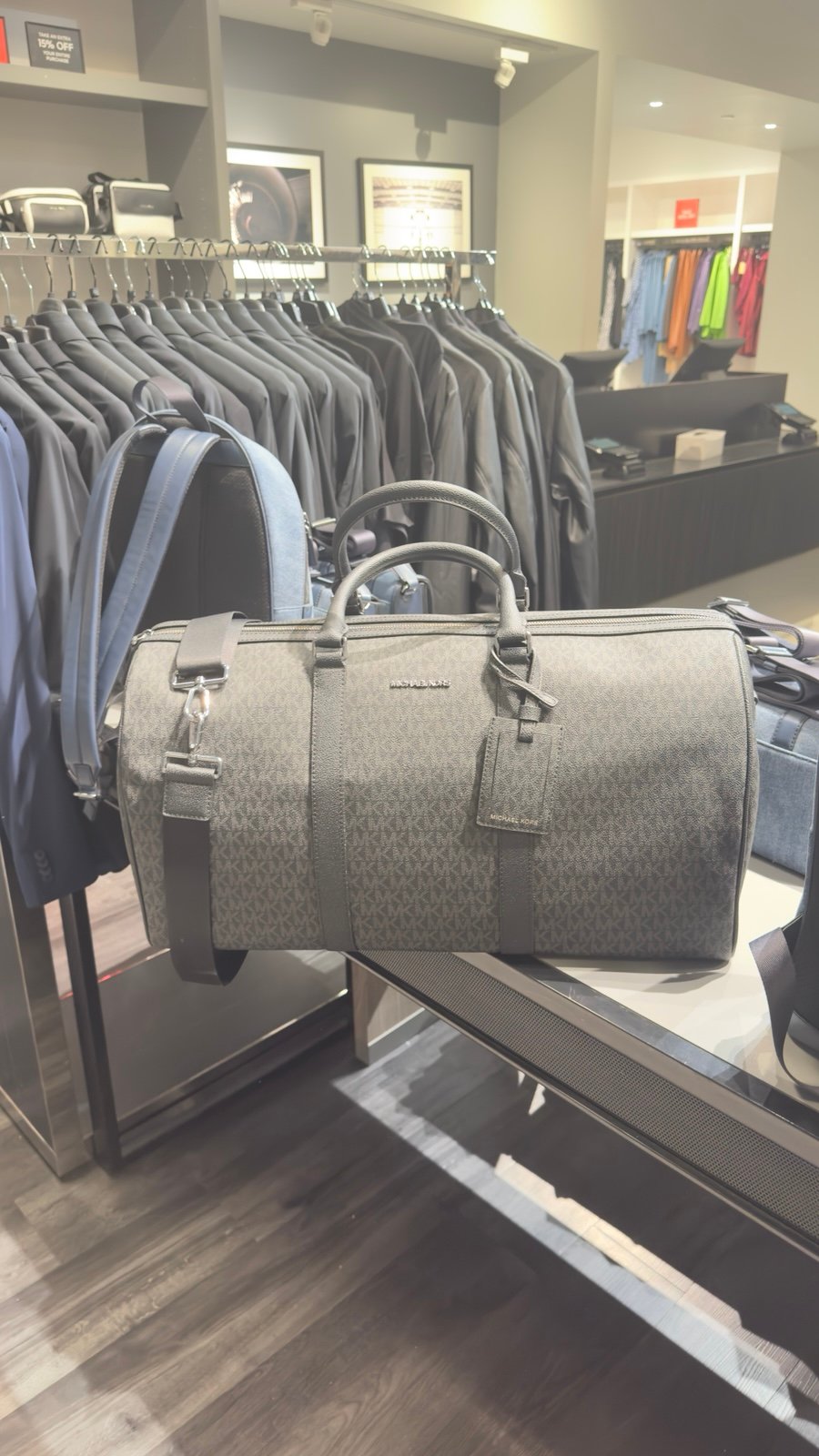Michael kors Men’s Hudson Pebbled Leather Duffel Bag Black Mk