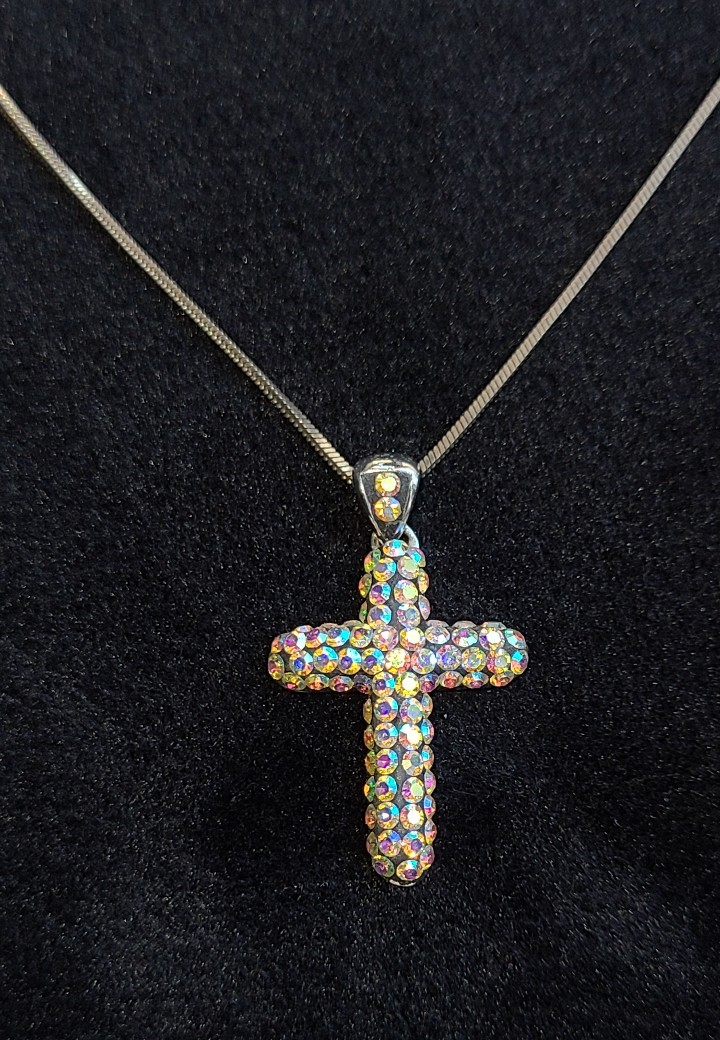 Sterling silver Italian Swarovski cross necklace