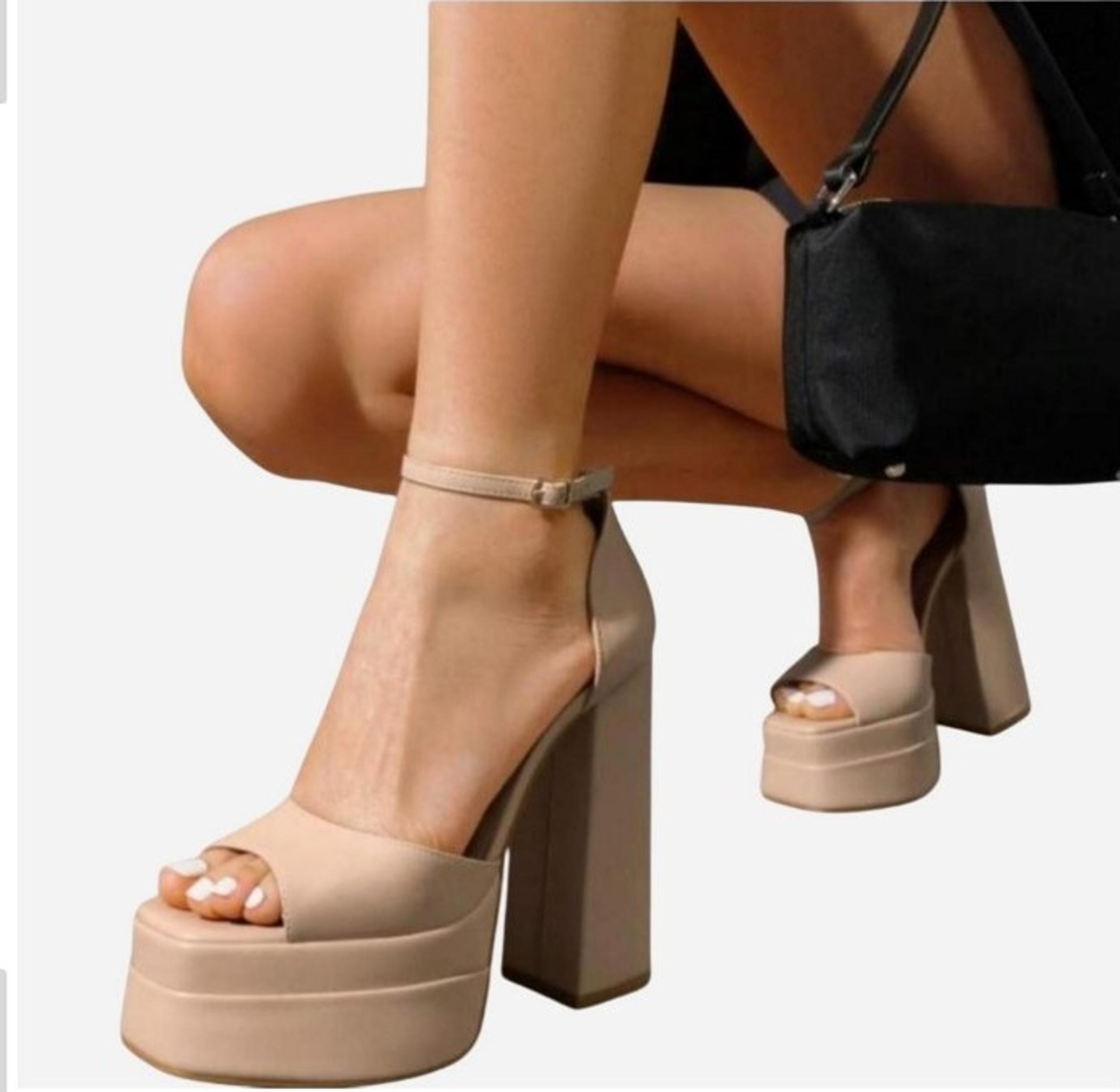 Tan Faux Leather Platform Heels