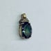 10k Yellow Gold Oval Cut Mystic Blue Topaz & Diamond Solitaire Pendant Charm 7Ct