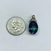 10k Yellow Gold Oval Cut Mystic Blue Topaz & Diamond Solitaire Pendant Charm 7Ct
