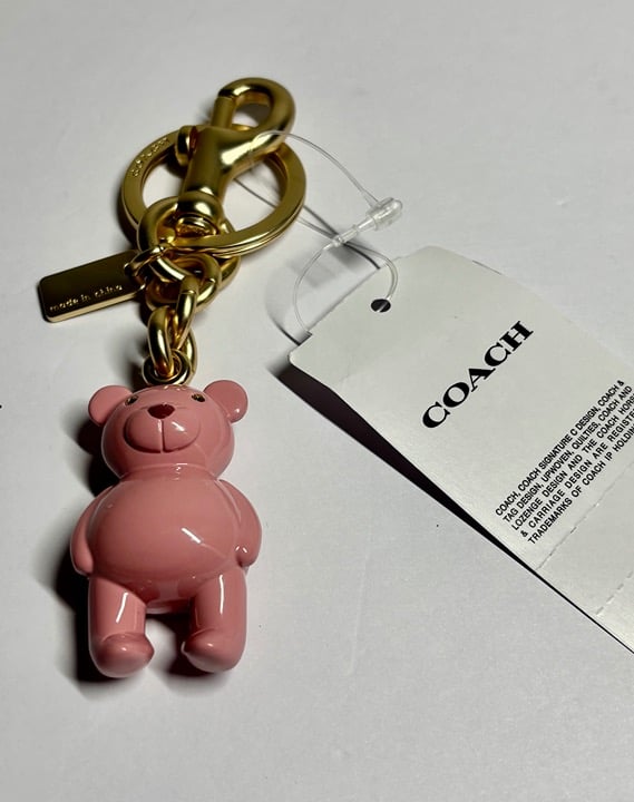 Coach 3D Metal Bear Handbag Charm Keychain  Pink  CP890  NWT