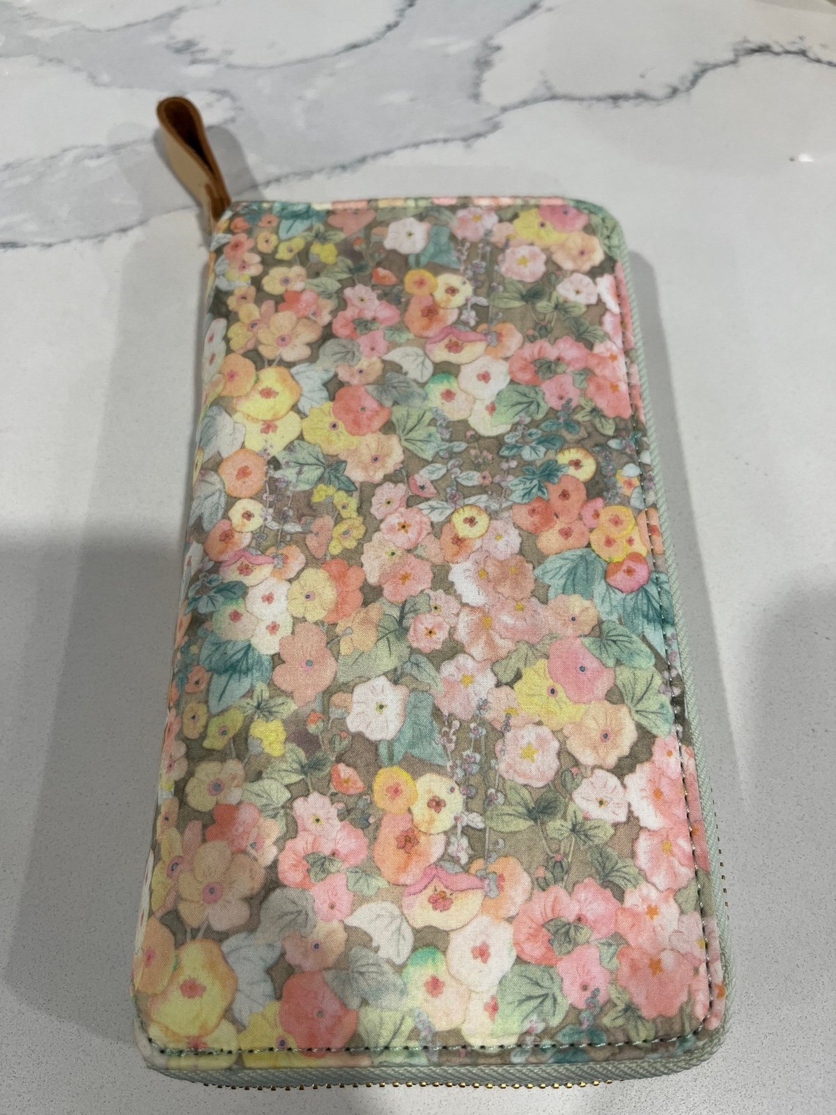 Hobonichi Weeks MEGA Planner Zip Cover Liberty Fabrics: Hollyhocks (Orange)