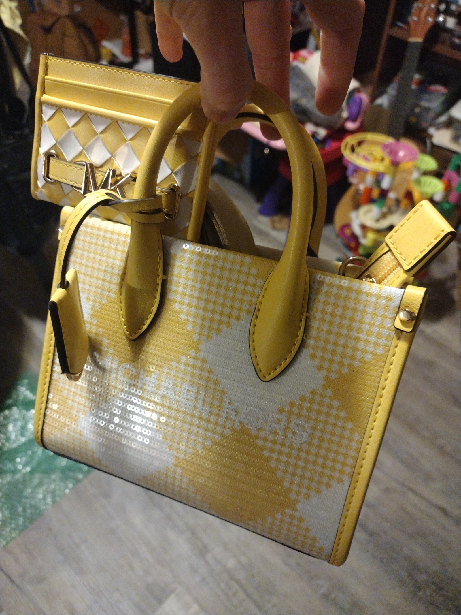 NWOT Matching Michael Kors Mirella Sequin satchel and card holder