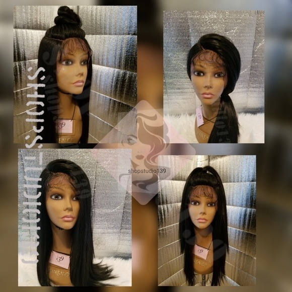 Human hair lace wig with round part
