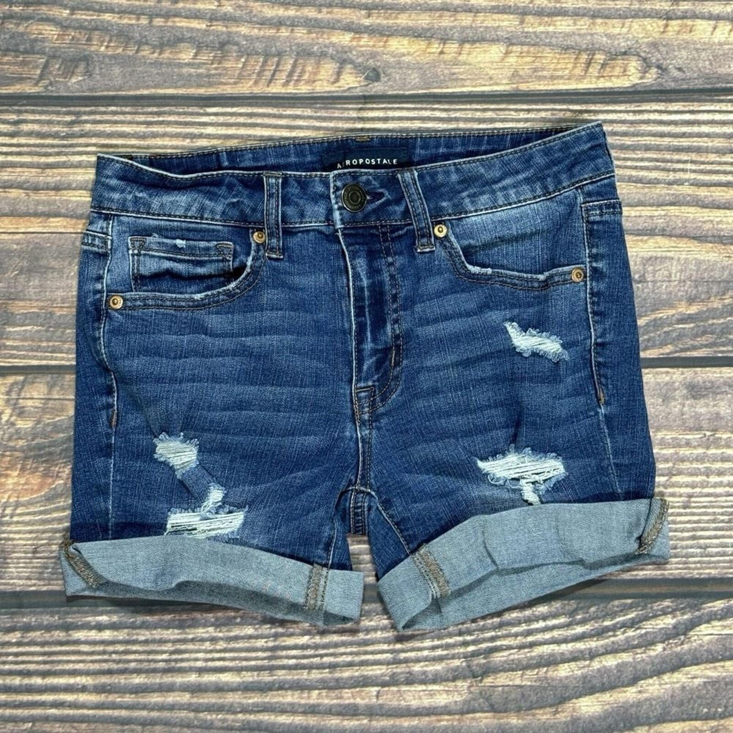 Aeropostale Bermuda Jean Shorts Women's Size 2 Denim Stretch Cuffed