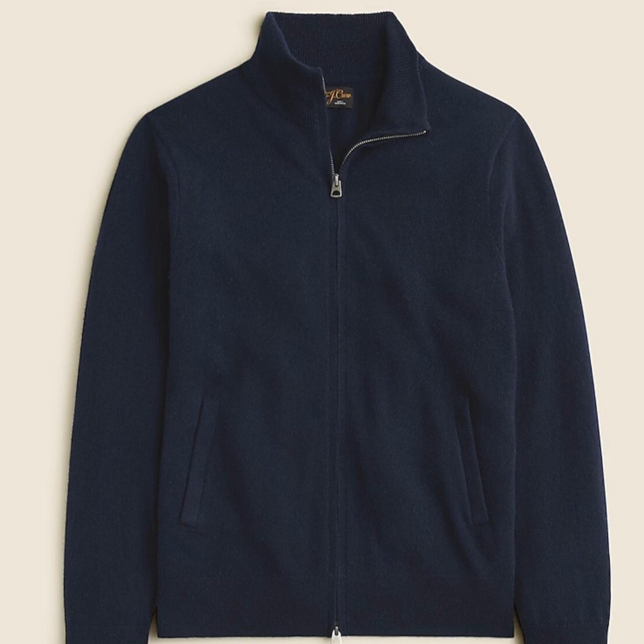 J.Crew Men’s Cashmere Full-Zip Sweater in Navy, Size Medium