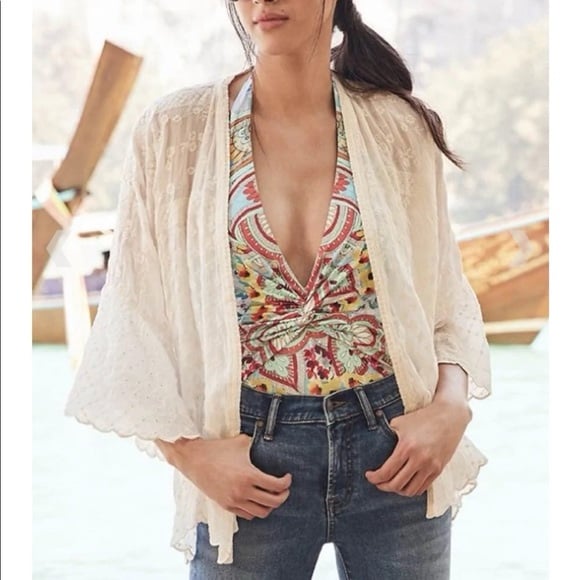Johnny Was ruffle kimono Cardigan Size L
