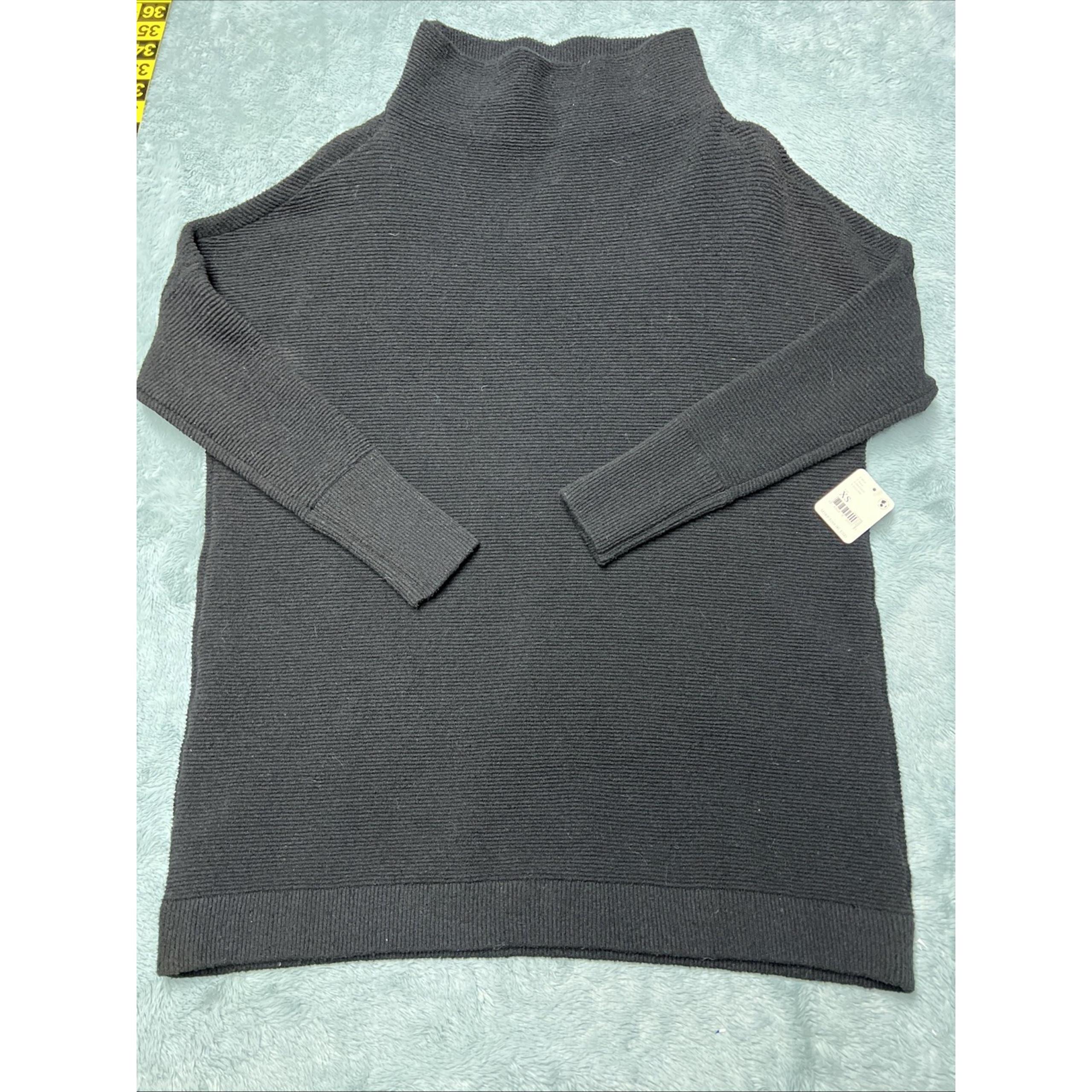 Free People Women's Ottoman Mock Neck Long Sleeve Slouchy Sweater Black Size XS
