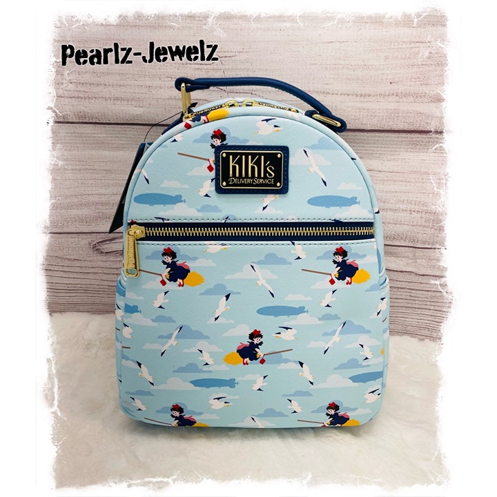 Loungefly Studio Ghibli Kiki's Service Allover Broom Print Mini Backpack NWT
