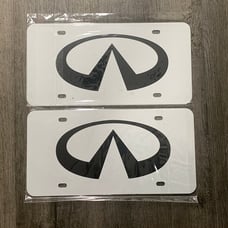 Infiniti white Brand New Front Vanity Metal Plate Frame Holder (2 Pack)