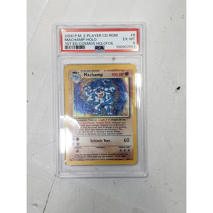 2000 PM 2-Player CD-ROM #8 Machamp Holo 1st Edition Cosmos Holofoil EX-MT PSA 6