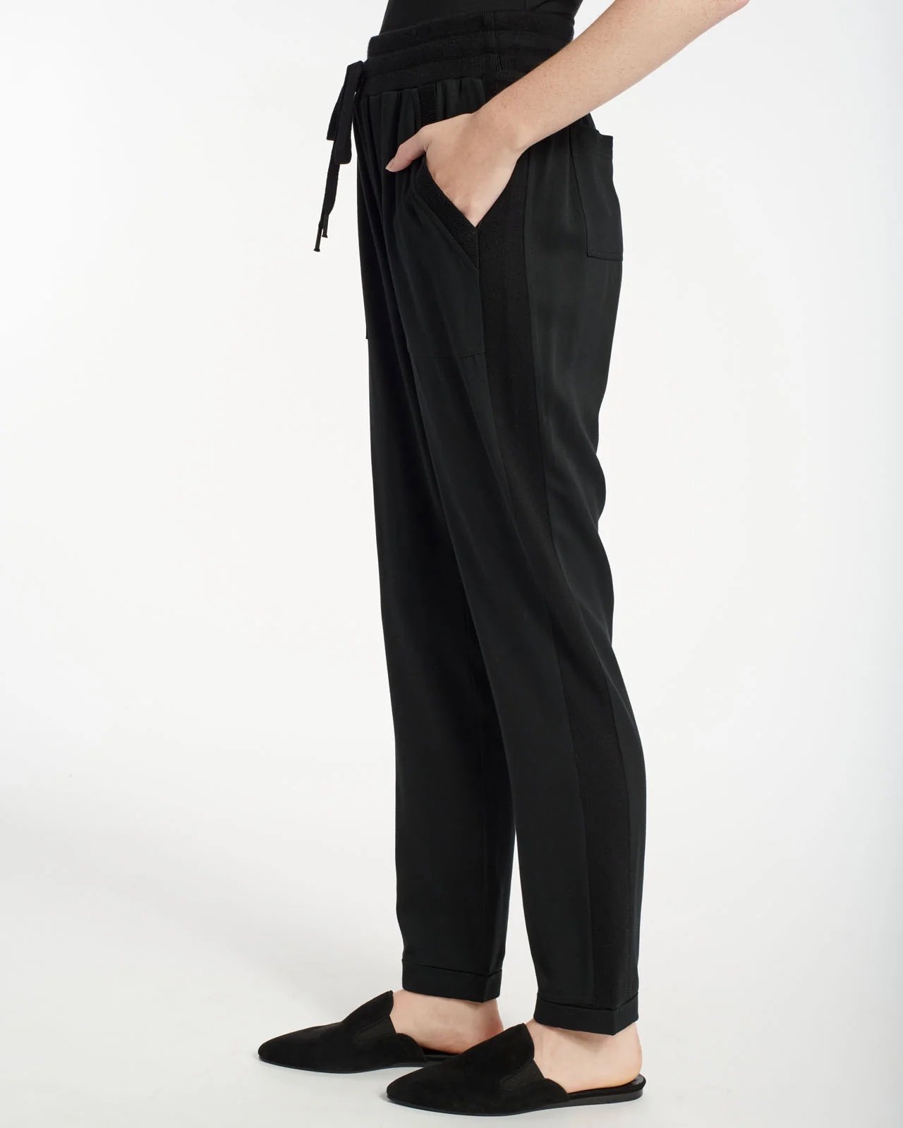 Splendid XSmall Joggers twill ribbed side seams cuffed ankles black NWT