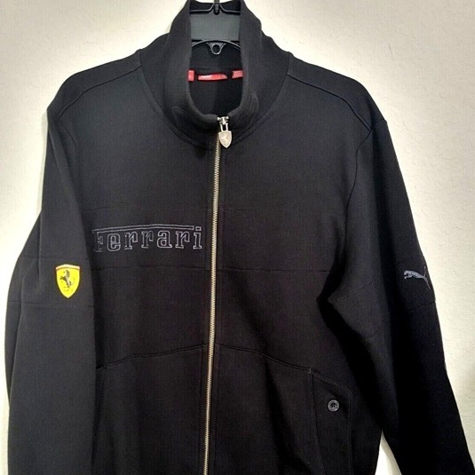 PUMA FERRARI FULL ZIP SWEAT JACKET RARE EMBROIDERED BLACK M NWT!
