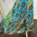 Boho Mermaid Blue Green Gold Paisley Floral Flowy Belted Midi Maxi Skirt 12 / L