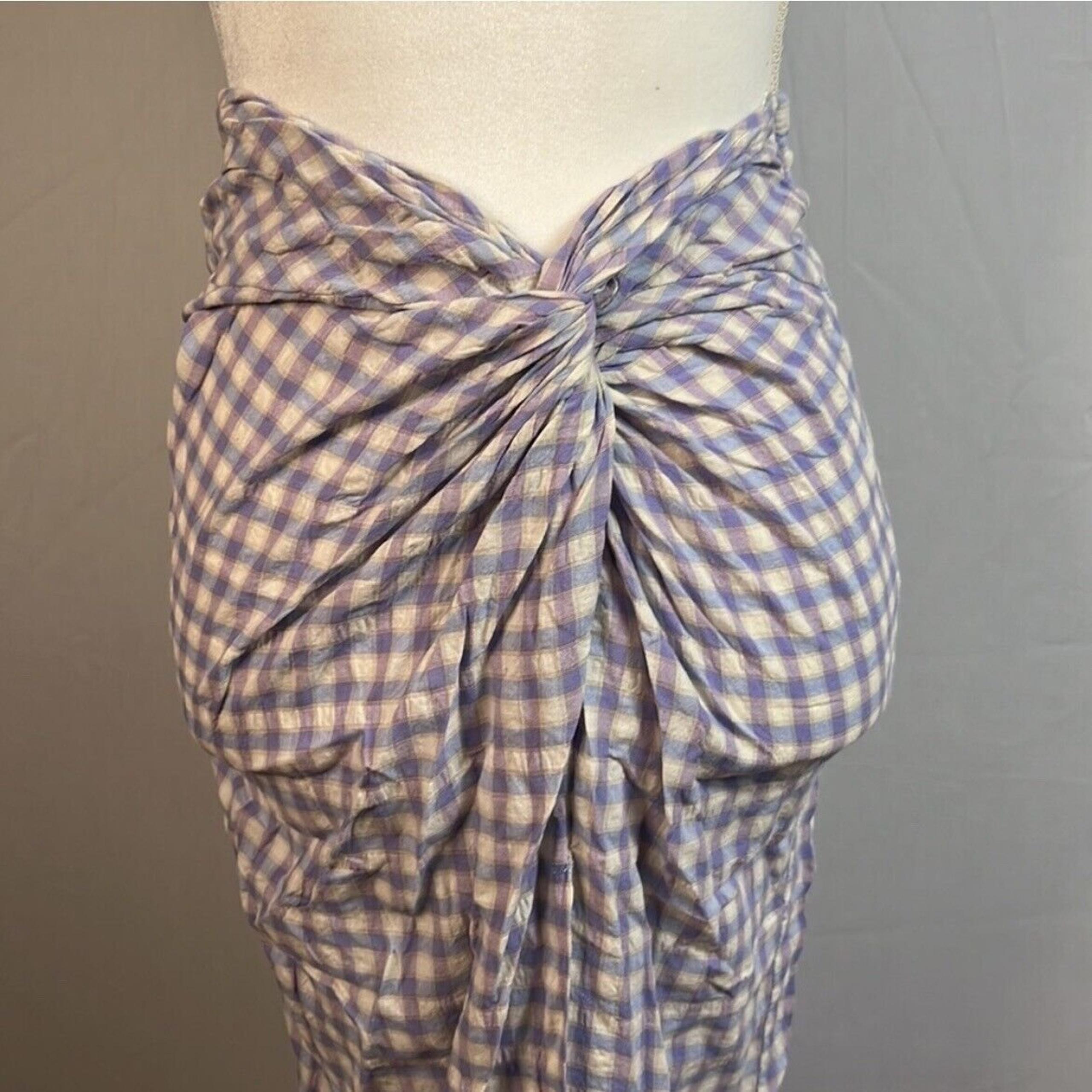 Zara Knotted Purple Plaid Pattern Skirt Size Small