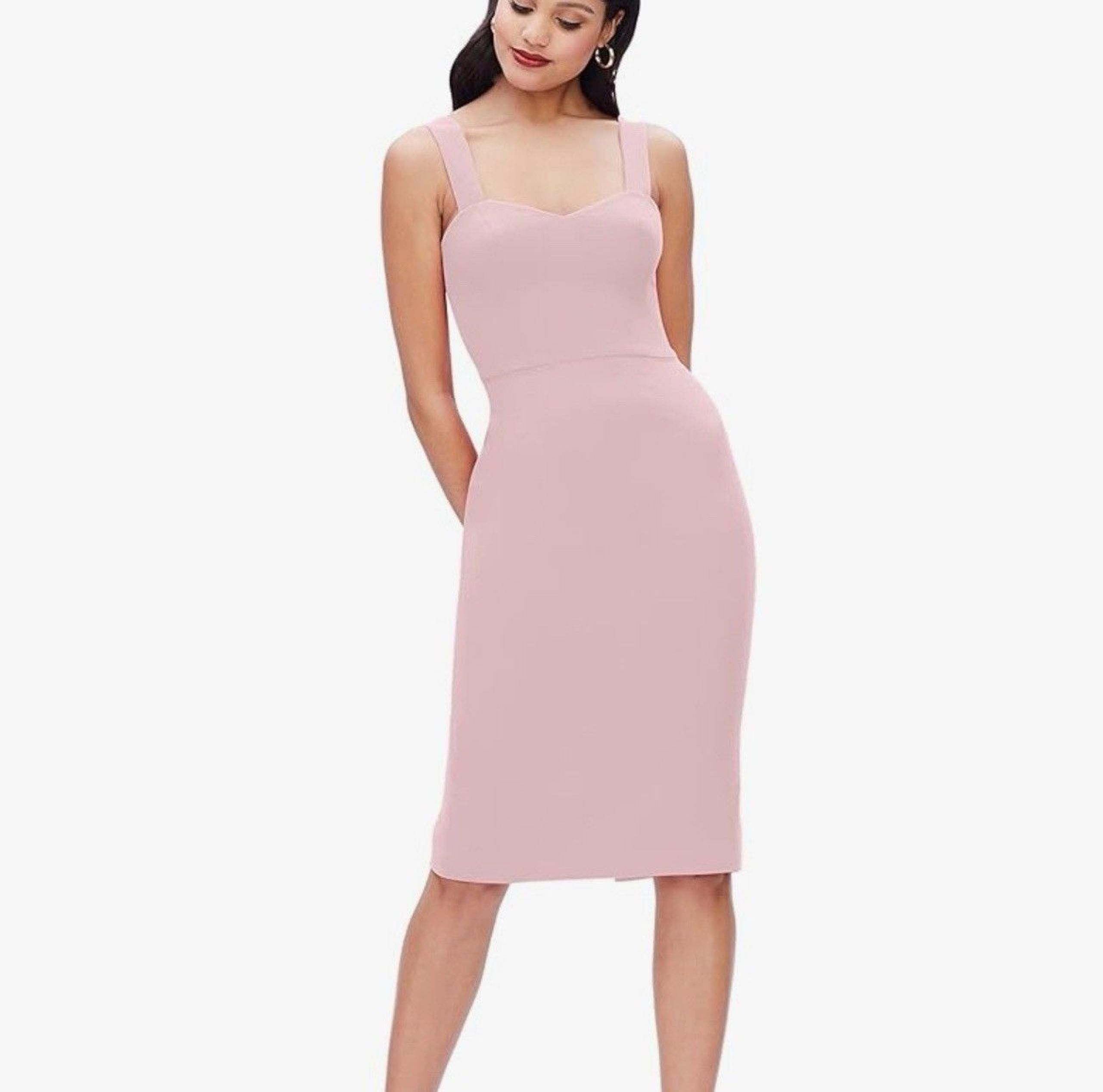Dress the Population Women's M Pink Nicole Sweetheart Neck Bodycon Midi Dress