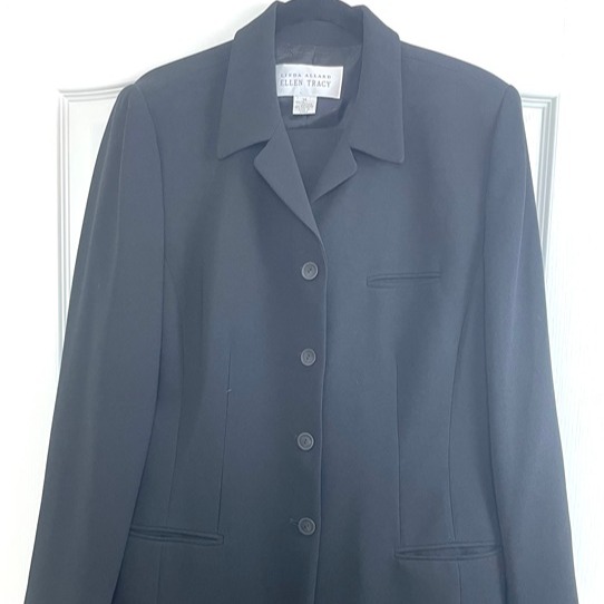 Ellen Tracy&Linda Allard Women Black 2 Piece Pants Suit Jacket Size 14