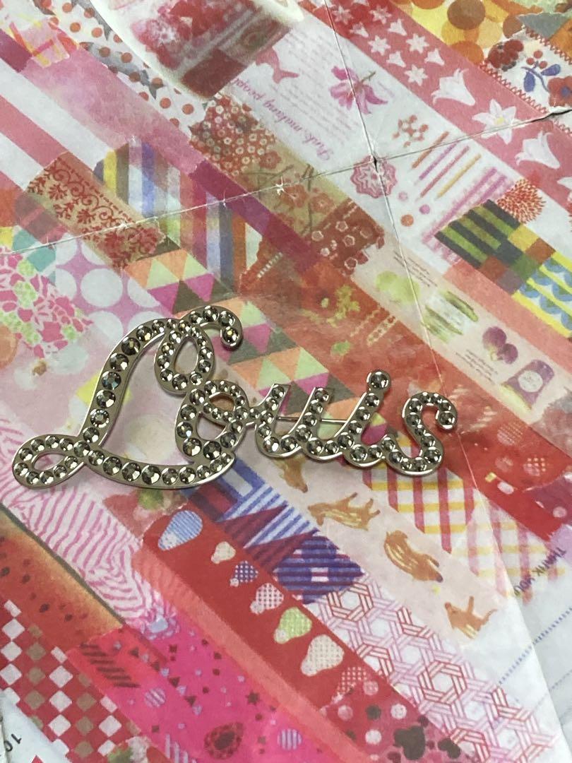 Louis Vuitton Rhinestone Logo Brooch