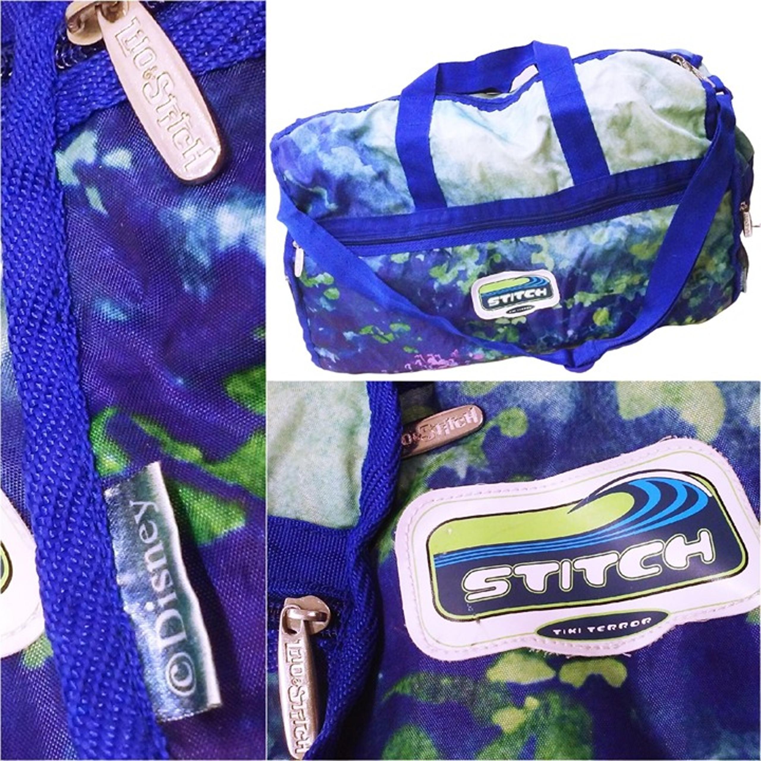 Vintage Y2K Disney Lilo& Stitch Tiki Terror Duffle Bag Utility Tote Aqua Graphic