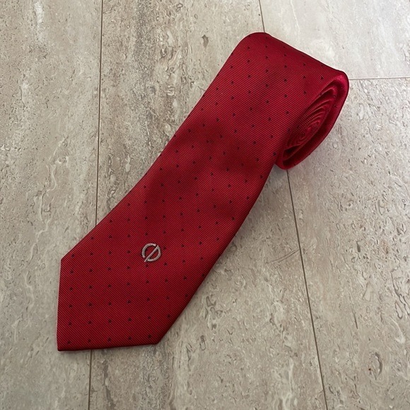 Yves Saint Laurent 100% Silk Polka Dot Suit Tie Formal Red
