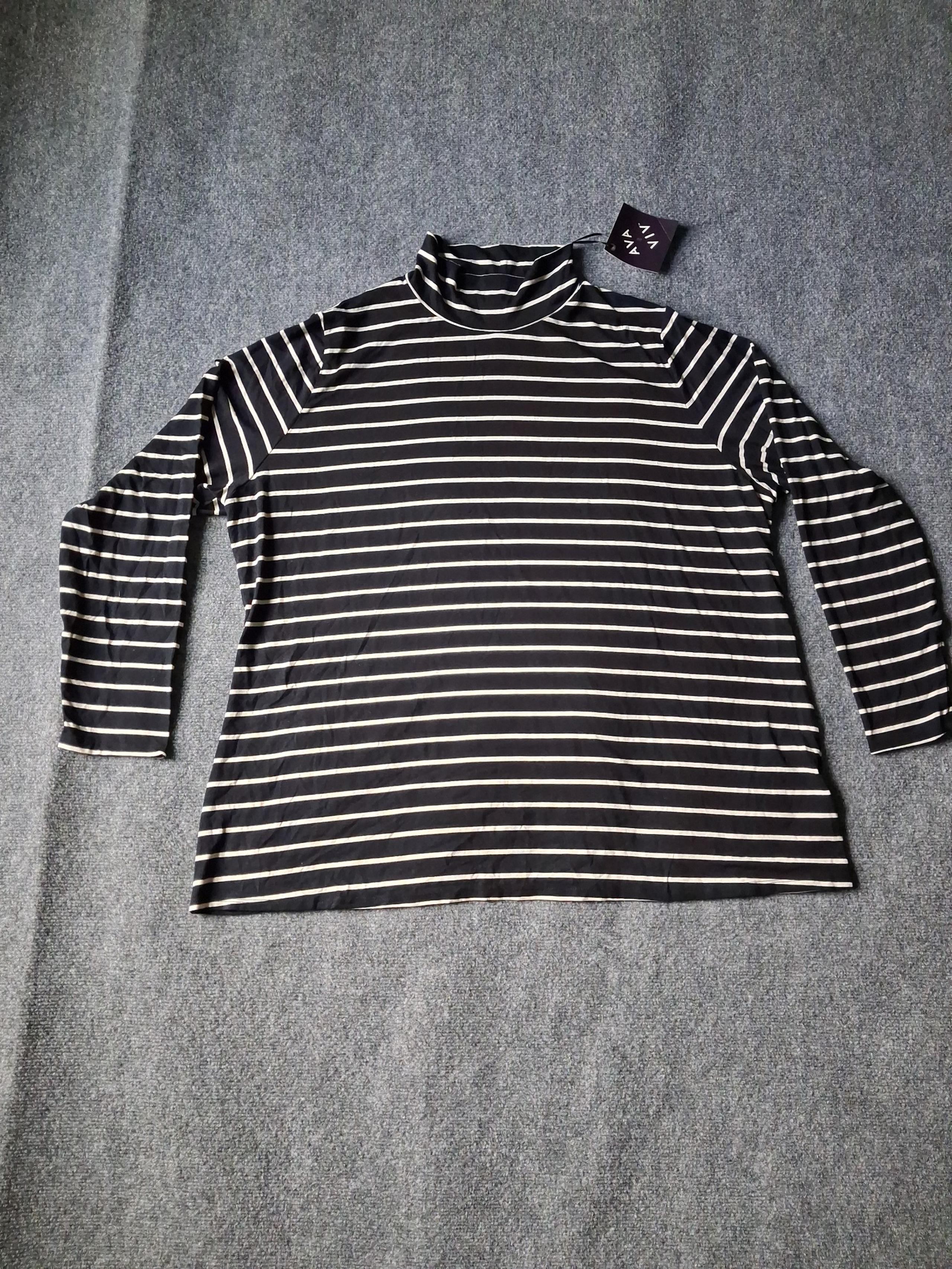 Ava & Viv Long Sleeve Black/White Striped Turtleneck Top Size 3x