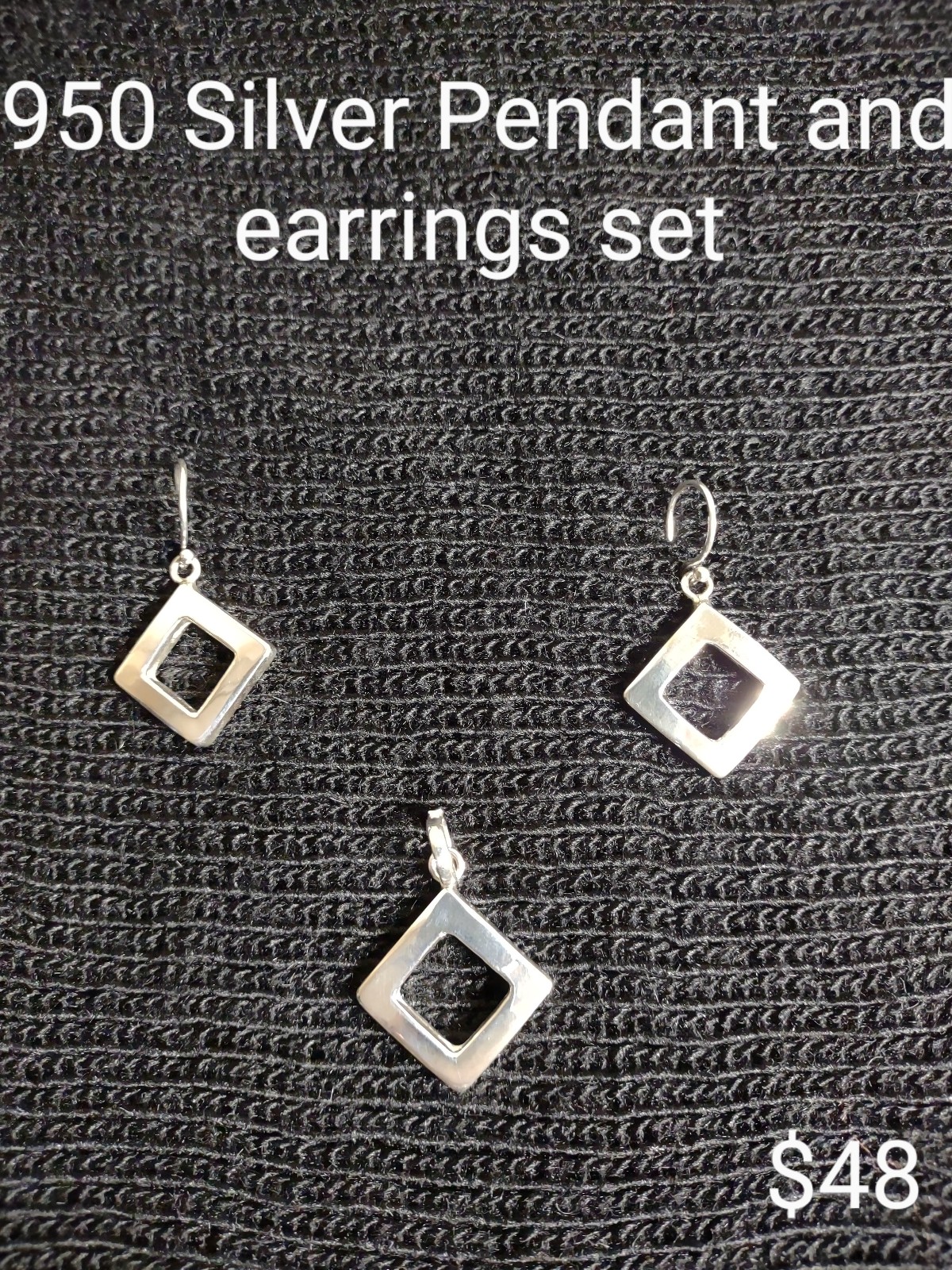 950 Silver Pendant and Earrings Set (2)