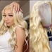 34 Inch human hair wig blonde lace front wig