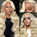 34 Inch human hair wig blonde lace front wig
