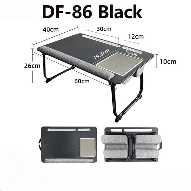 Wooden Portable Laptop Bed Desk with Foldable Cushion, Handle, Slot & Mouse Pad